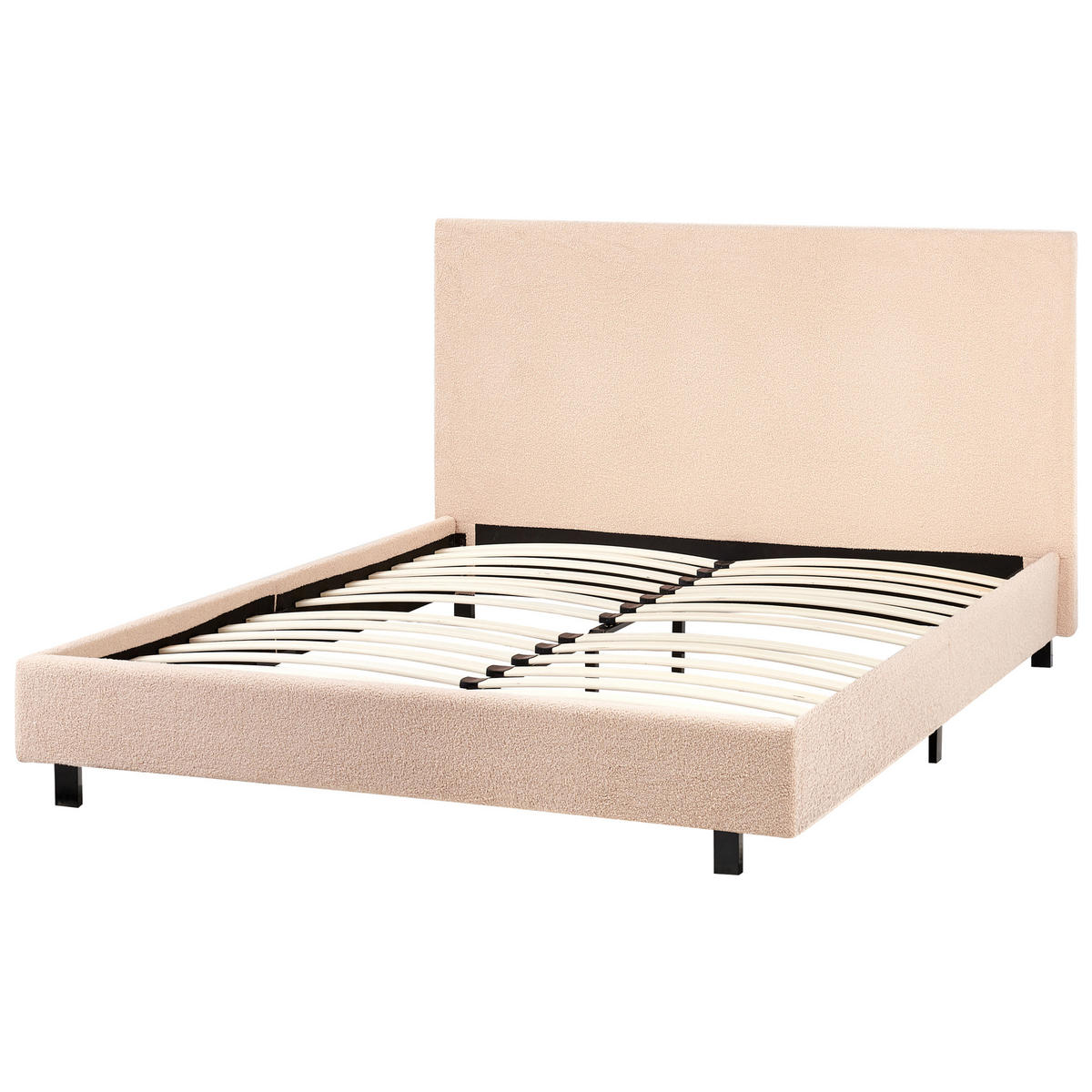 POSTEL s roštem 120/200 cm Bouclé Krémově bílá Albi - krémová, textil (120/200cm) - Beliani