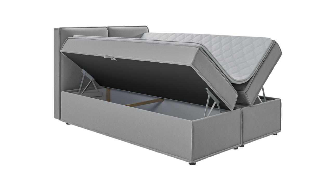BOXBETT Eclipse 140/200 cm Grau Luxusmicrofaser - Schwarz/Grau, Holz/Kunststoff (140/200cm) - S-Style Möbel