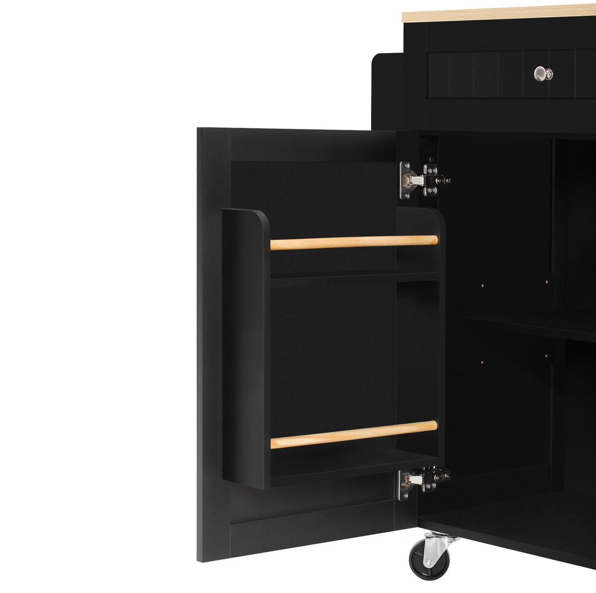 KÜCHENINSEL 140/40-70/92 cm aus MDF mit ausziehbarer Arbeitsplatte Schwarz/Natur - Schwarz, Holzwerkstoff (140/92/70cm) - Modenvie