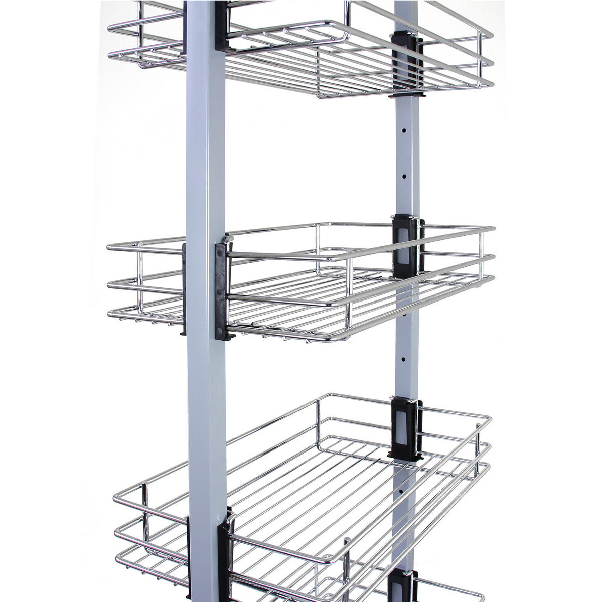 VORRATSSCHRANK ausziehbar – 170-195 cm Höhe - Silberfarben, Metall (126/195/25.2cm) - Kukoo
