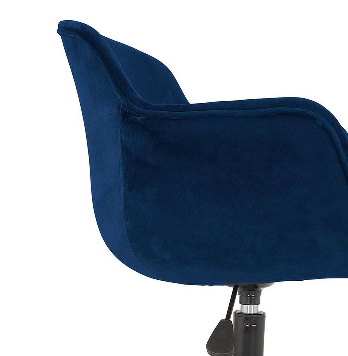 BÜROSTUHL Samt mit Rollen, 360° drehbar und höhenverstellbar PILANO, Blau 54x59x80 cm - Blau/Schwarz, Textil/Metall (59/80/54cm) - KADIMA DESIGN
