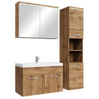 BADMÖBEL-SET Paso LED 4 Teile Eiche - 80 x 35 x 55 cm - Eichefarben, Holz (80/55/40cm) - Badplaats