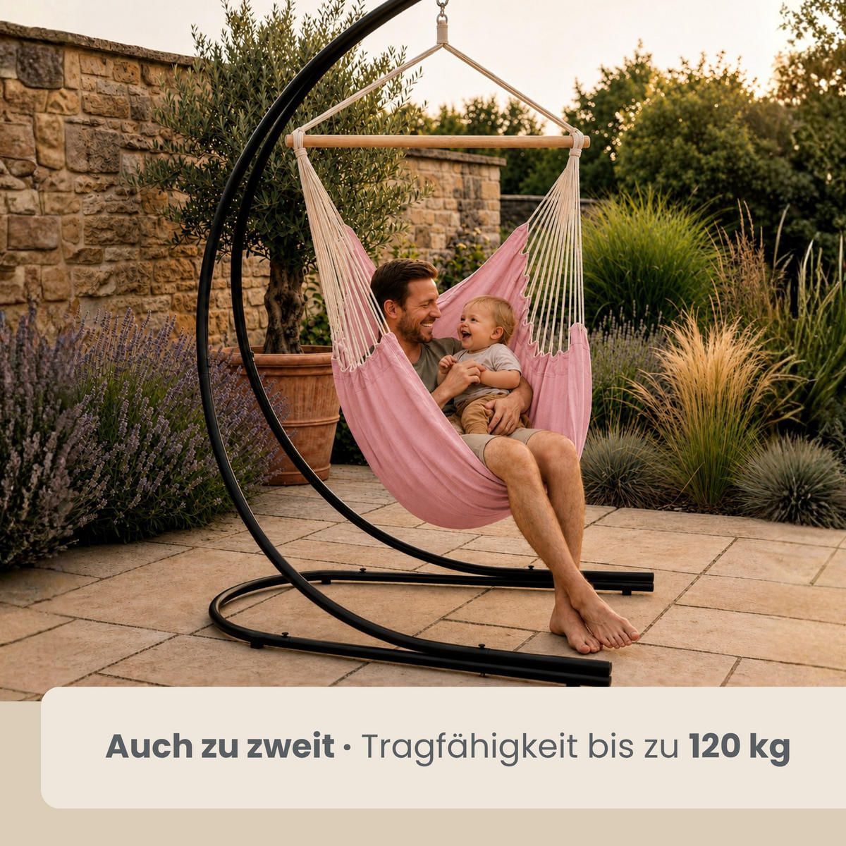 XXL-HÄNGESESSEL inkl. Gestell, 210 cm, Rosa - Rosa, Textil (140/210/160cm) - Amanka