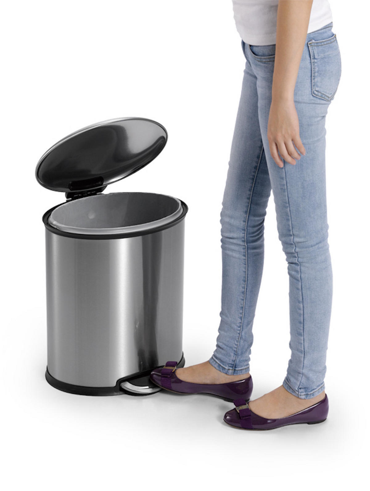 MÜLLEIMER Ellipsenförmiger Aus Gebürstetem Edelstahl 20 Liter Silber - Silberfarben, Metall (32.5/44.8/35.6cm) - PROREGAL