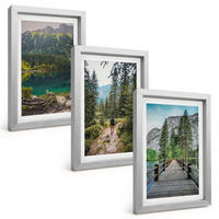 BILDER SET 3er Set - 20x30 cm Silberner Rahmen - Berge, Seen, Wälder, Wege - Silberfarben, Kunststoff (20/30cm) - TULUP