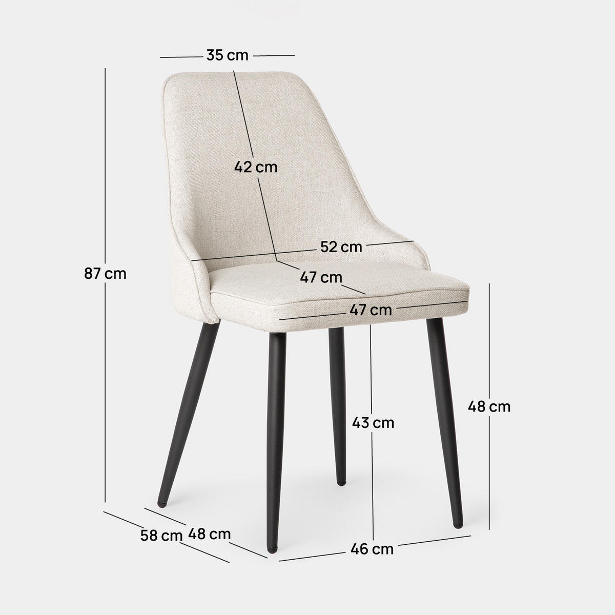 ESSZIMMERSTUHL Nika Beige 52 cm x 87 cm 2er-Set - Beige, Textil (52/87/58cm) - Klast Home