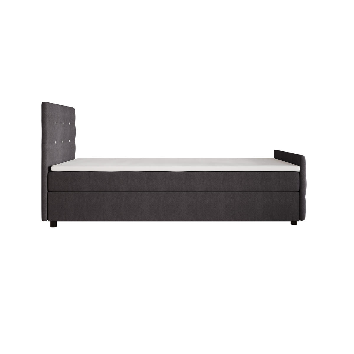 BOXBETT KLEO mini 100x200, mit Matratze H3 und Topper, Cosmic 97 - Grau, Holz/Kunststoff (100/200cm) - Bedante