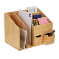 SCHREIBTISCH-ORGANIZER - Hellbraun, Holz (25/37/29cm) - Relaxdays