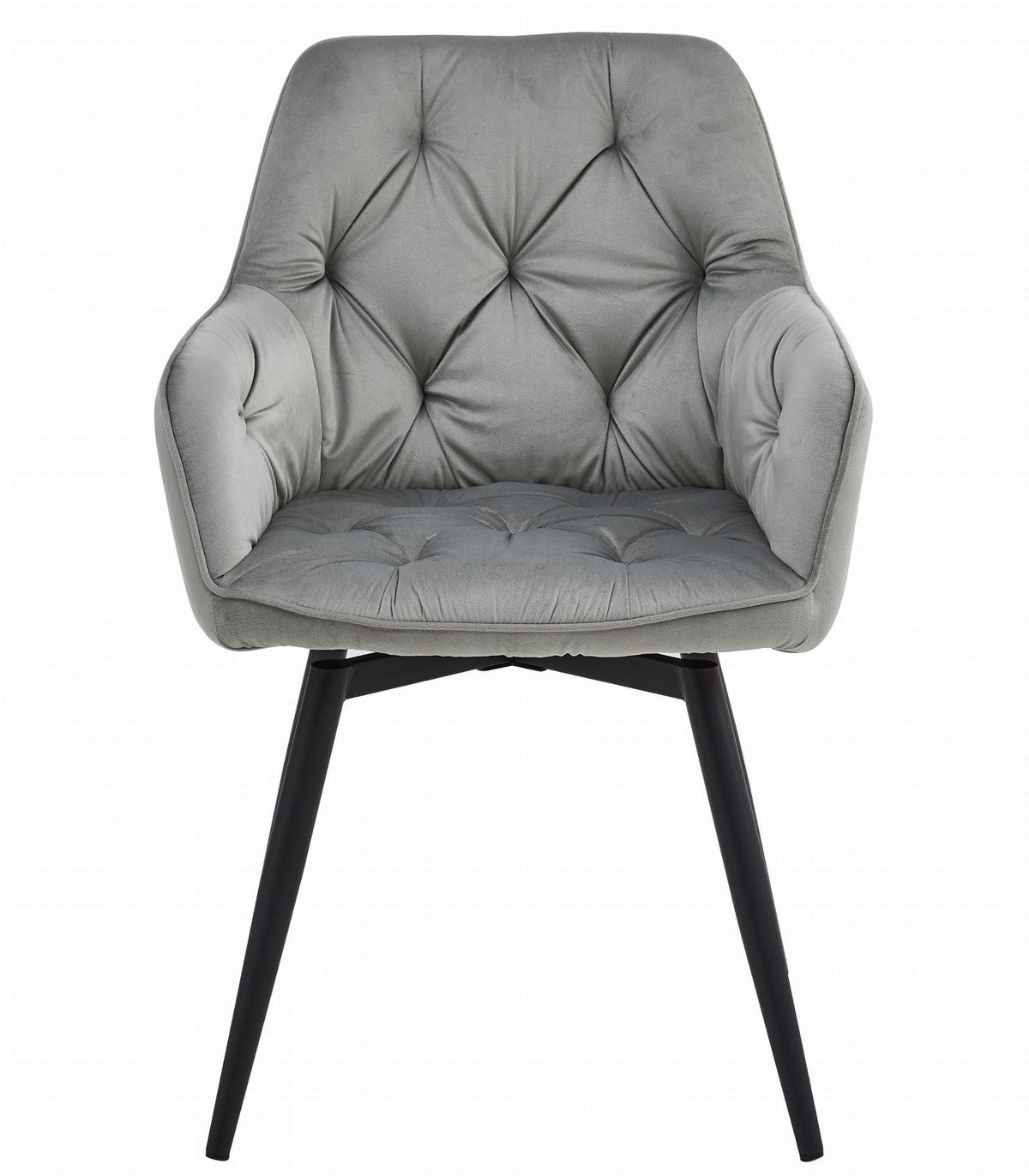 ESSZIMMERSTUHL LUKK360 silbergrauer Sitz, schwarze Beine - Silberfarben/Schwarz, Textil (56/84/61cm) - Valora