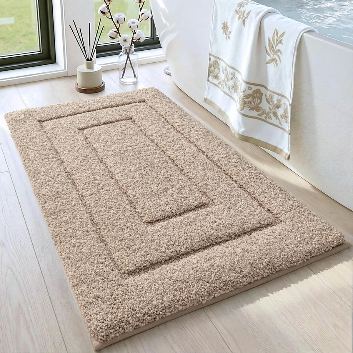 DUSCHMATTE – 50 x 80 cm – Beige - Beige, Textil (80/5cm)