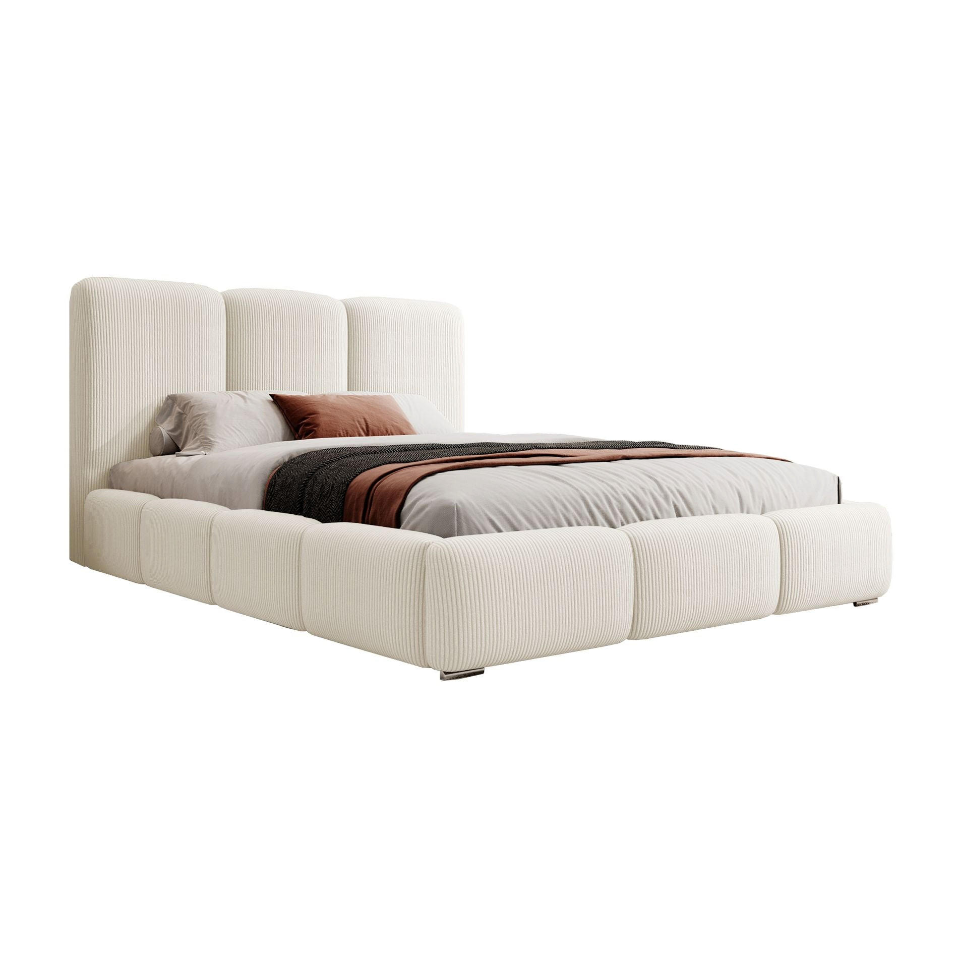 POLSTERBETT Bauro Creme mit Cordbezug 180x200 cm - Silberfarben/Creme, Textil (180/200cm) - Selsey