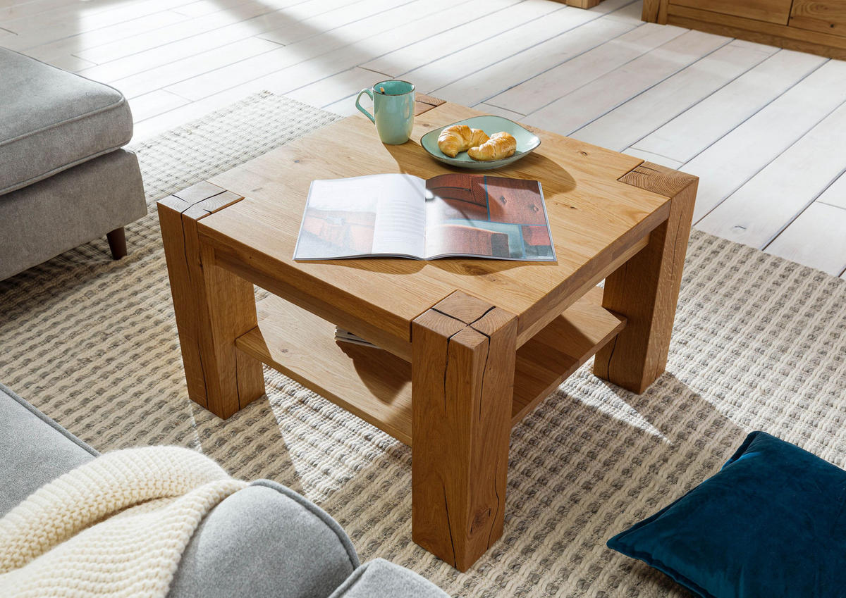 COUCHTISCH Wildeiche 70x70x45 braun geölt KENT #314 - Dunkelbraun, Holzwerkstoff (70/70/45cm) - Massivmoebel24