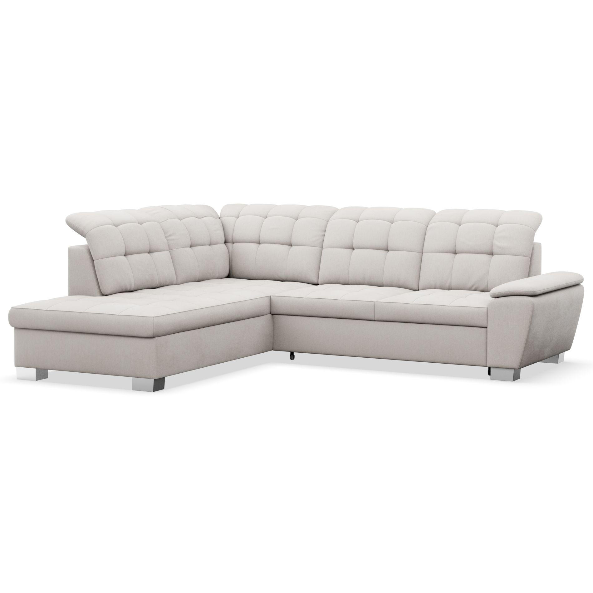 ECKSOFA Jamaal Creme linksseitig - Creme/Schwarz, Textil (258/212cm) - Selsey