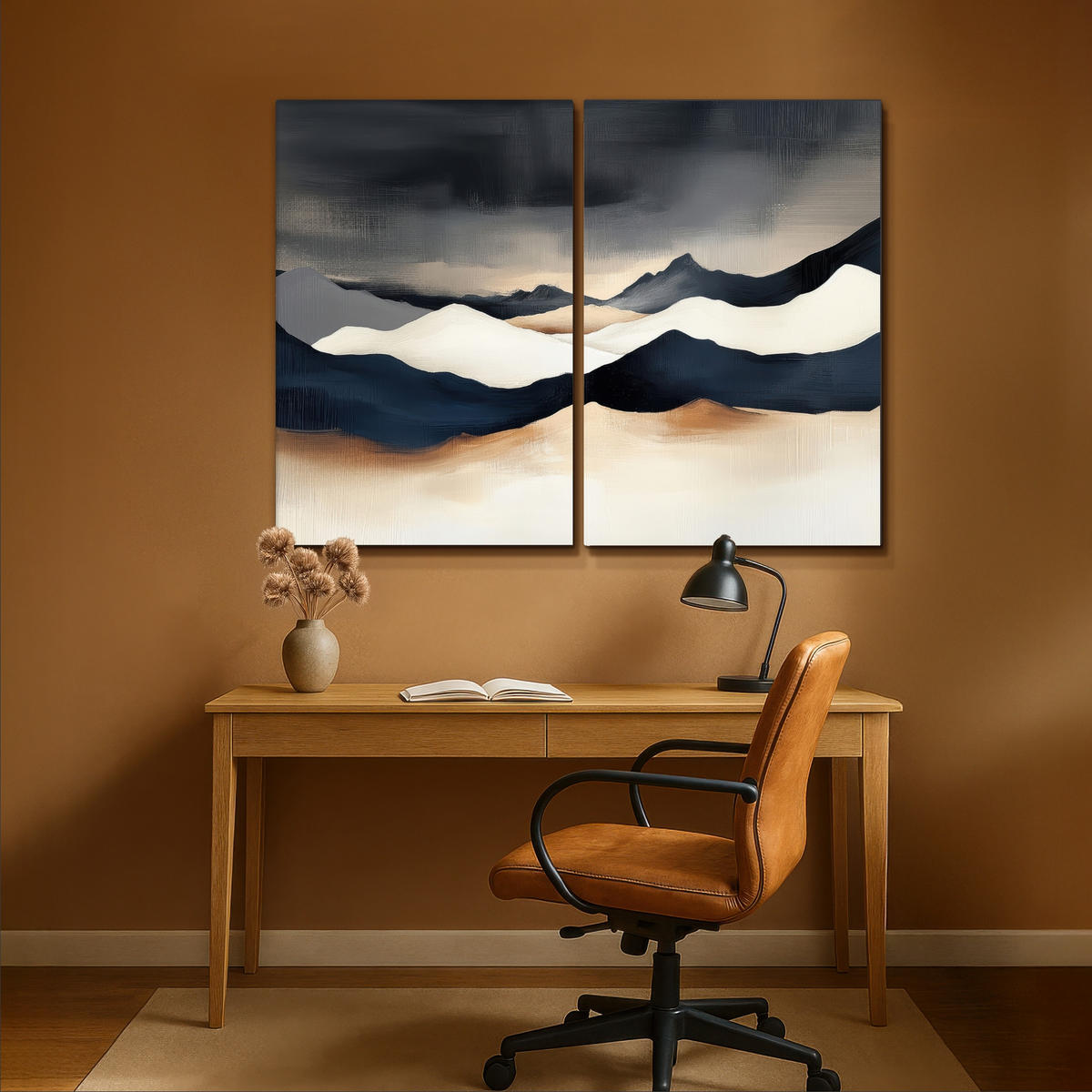 LEINWANDBILD 2er Set Landschaft - Abstrakt - Modern 160x120 cm - Dunkelblau, Textil (160/120cm) - MuchoWow