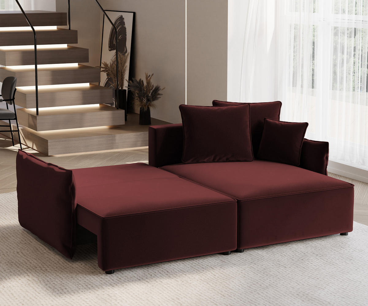 ECKSOFA LEON mit Schlaffunktion und Bettkasten Rot - Rot, Holzwerkstoff/Kunststoff (250/90cm) - Idohome