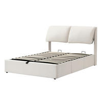 POLSTERBETT 140/190 cm mit hydraulischem Bettkasten, 3 Schubladen und verstellbarem Kopfteil aus Samt, Beige - Beige, Textil (140/190cm) - Redom