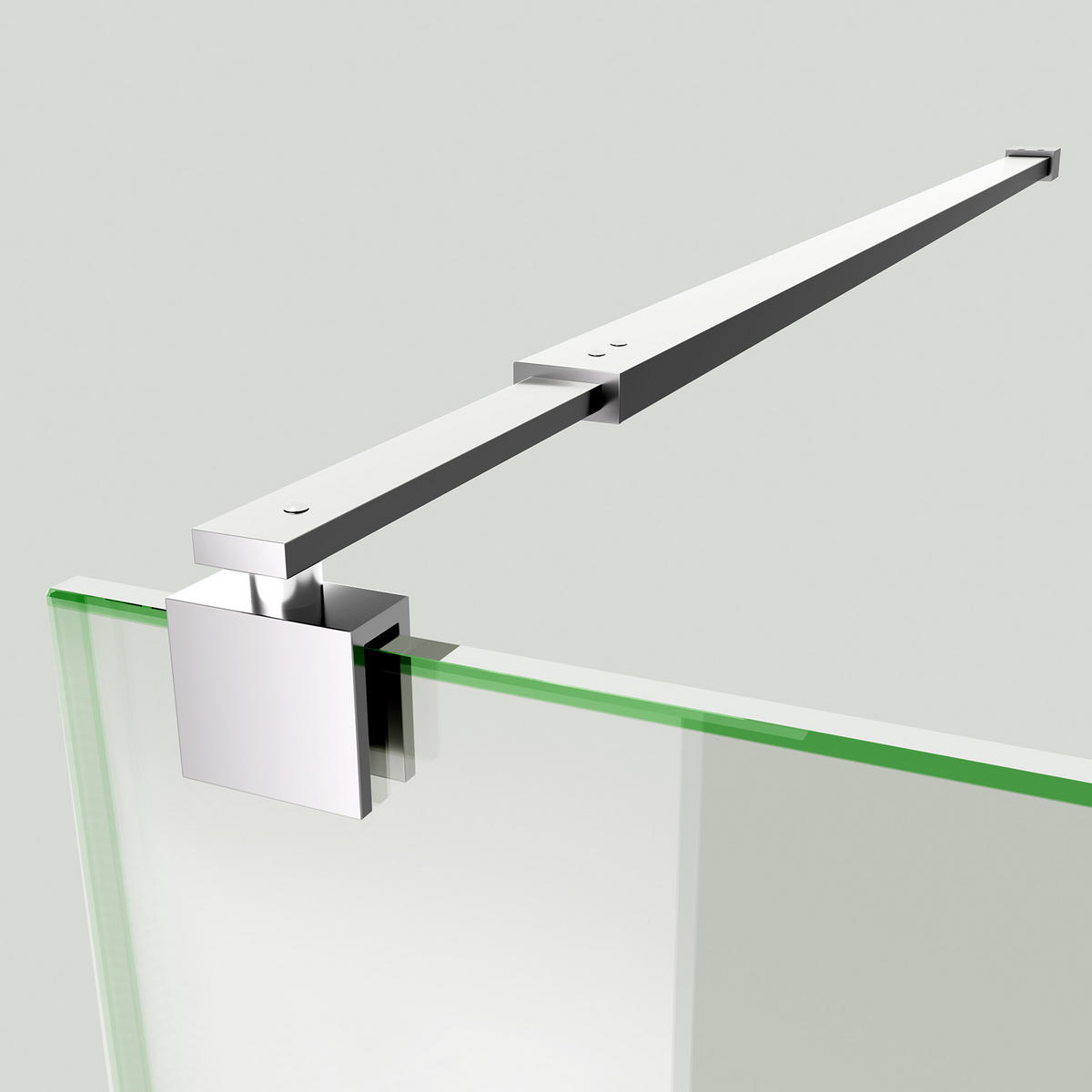 STABILISIERUNGSSTANGE 70–120 cm Edelstahl verchromt für Duschwand 8–10 mm mit 360°-Gelenk - Chromfarben, Metall (4/120cm) - S'AFIELINA
