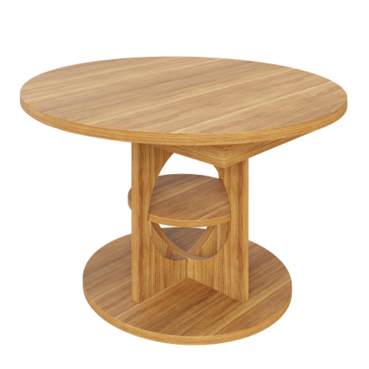 ESSTISCH Ausziehbarer 110-150×110×76 cm aus MDF und Metall mit mittlerem Ablageregal, naturfarben - Naturfarben, Holzwerkstoff (150/110/76cm) - Luhomfu