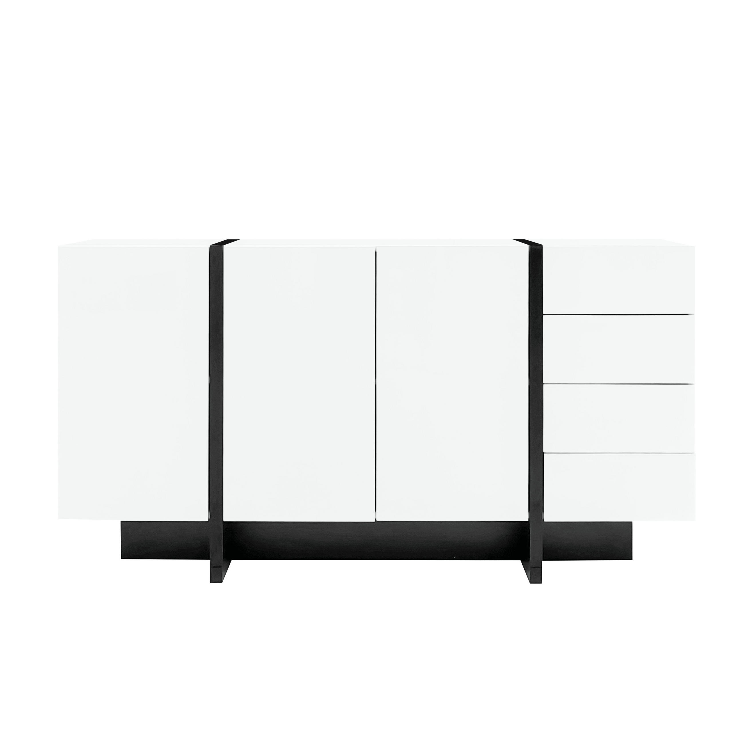 SIDEBOARD Weiß und Schwarz 150/40/80.5 cm - Weiß, Holzwerkstoff (150/80.5/40cm) - PANGIVO