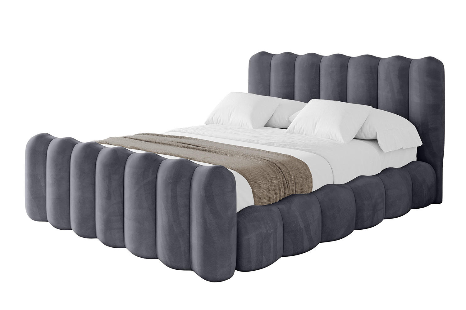 POLSTERBETT mit Bettkasten, Fußteil und Lattenrost, Boxbett ohne Matratze - SORA-Z 200x200 Dunkelgrau - Dunkelgrau, Holzwerkstoff/Textil (200/200cm) - ALTDECOR