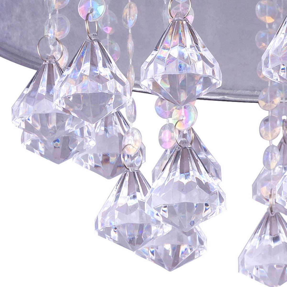 LED DECKENLEUCHTE Kristalle Silber - Silberfarben, Metall (30/30/31cm) - Globo Lighting