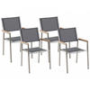 GARTENSTUHL 4er-Set grau Edelstahl Grosseto - Hellbraun/Silberfarben, Metall (55/87/58cm) - Beliani