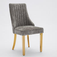ESSZIMMERSTUHL 2er-Set aus Chenille mit Goldbeinen, Grau - Grau, Textil (65/95/50cm)