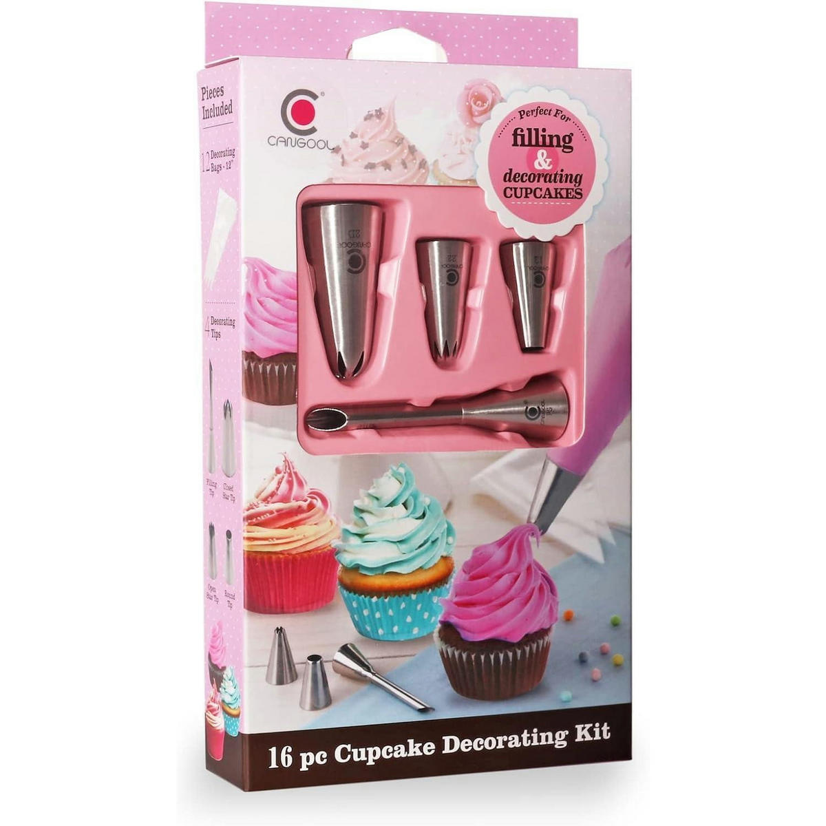 SPRITZBEUTEL-SET 16-teilig mit Spritztüllen für Tortendekoration - Multicolor, Metall (2.5/1.8/7.5cm)