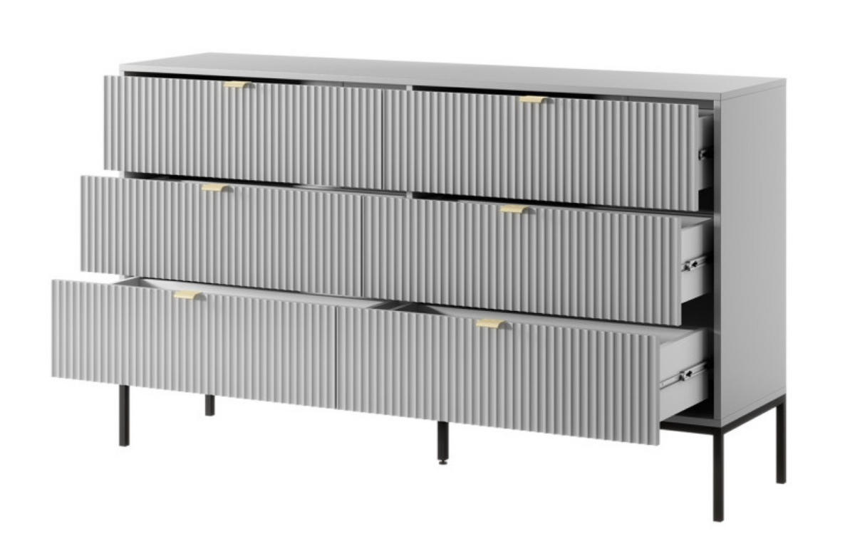 SIDEBOARD Grau KS154 Glamour Stil Schwarz - Grau, Holzwerkstoff (154/91/39cm) - Sepro Meble