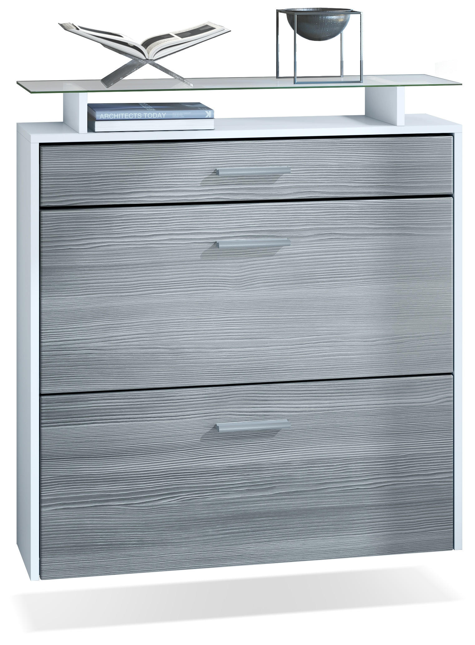 SCHUHSCHRANK Malea Front in Avola-Anthrazit - Anthrazit, Holzwerkstoff (89/96/23cm) - Vladon