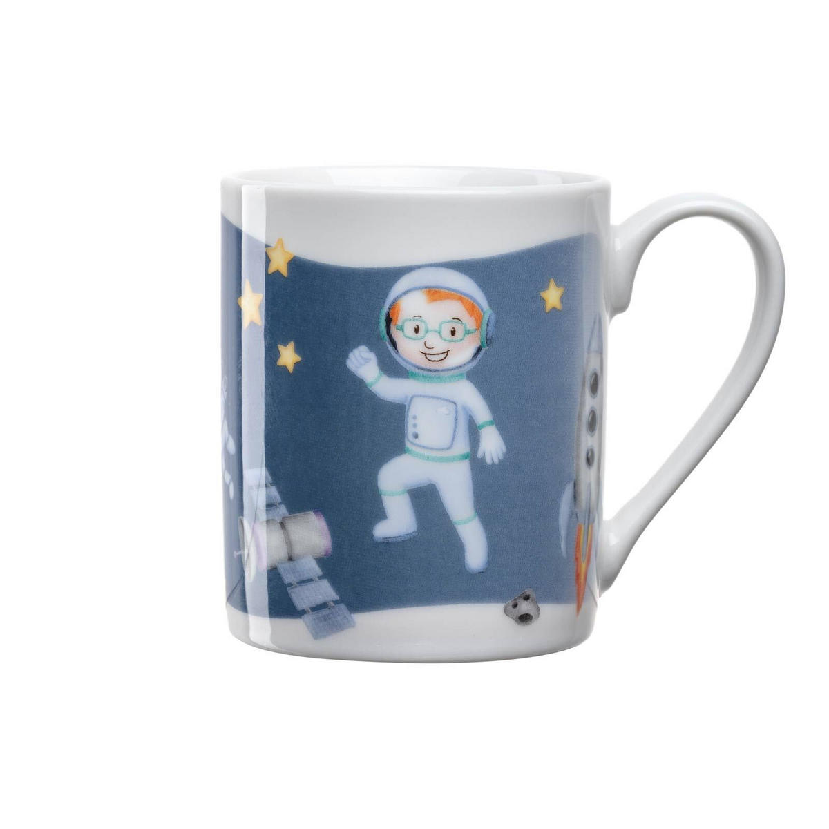 KINDERGESCHIRR SET MIT BESTECK BAMBINI AVVENTURA Weltall - Blau, Keramik/Kunststoff (1/1/1cm) - Leonardo Living