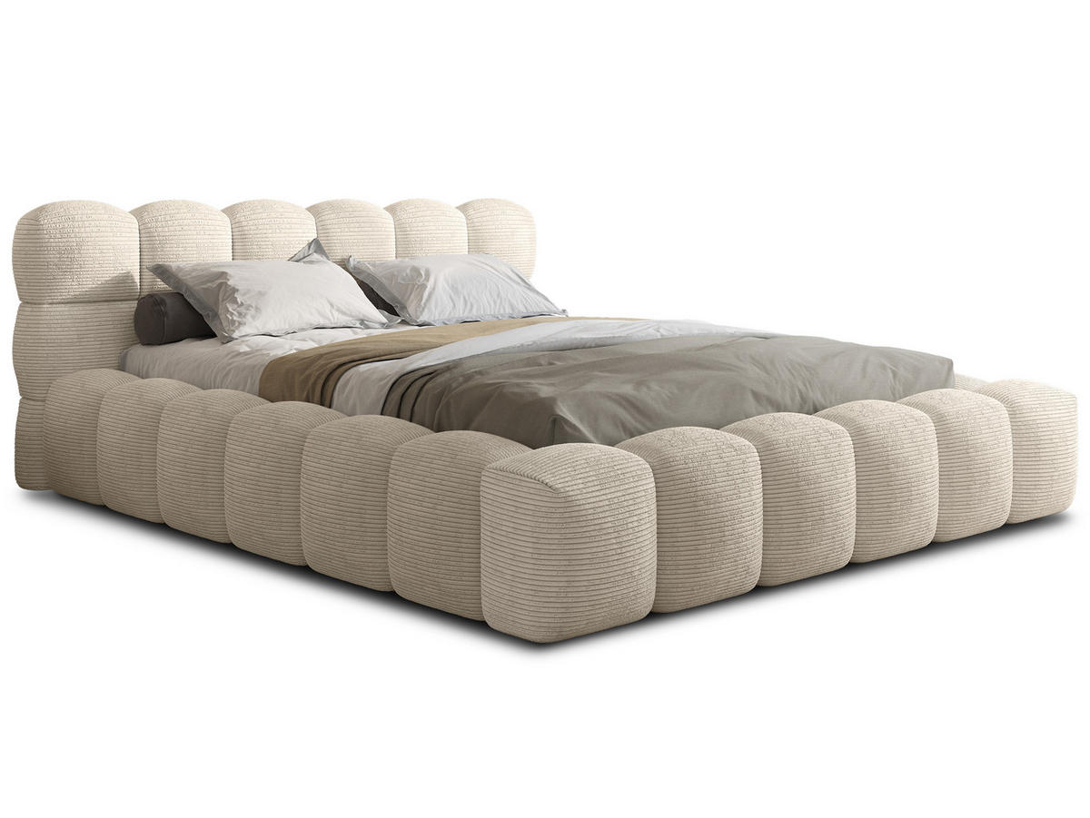 POLSTERBETT Lucca 2 Beige 160/200 cm Cord mit Bettkasten - Beige, Textil/Metall (160/200cm) - wonello