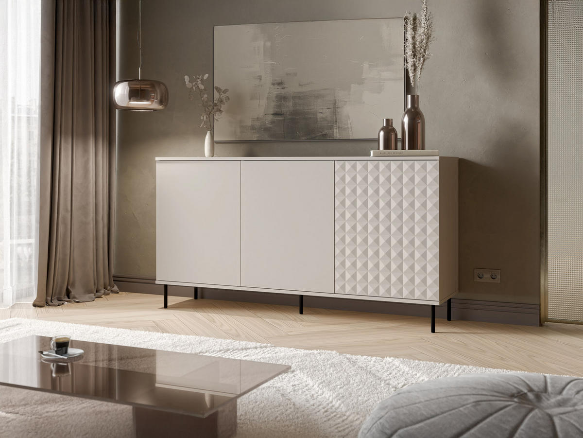SIDEBOARD Leo 160 - Kaschmir/Schwarz, Holzwerkstoff/Metall (160/84/40cm) - MIRJAN24