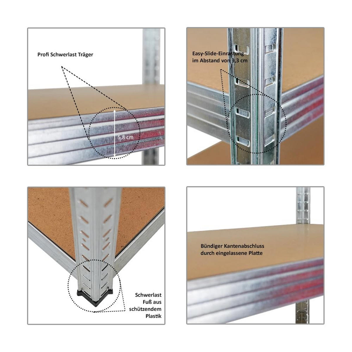 SCHWERLASTREGAL Taurus XL 3er-Set 180x160x60 cm Fachlast 250 kg Verzinkt - Silberfarben, Metall (480/180/60cm) - PROREGAL