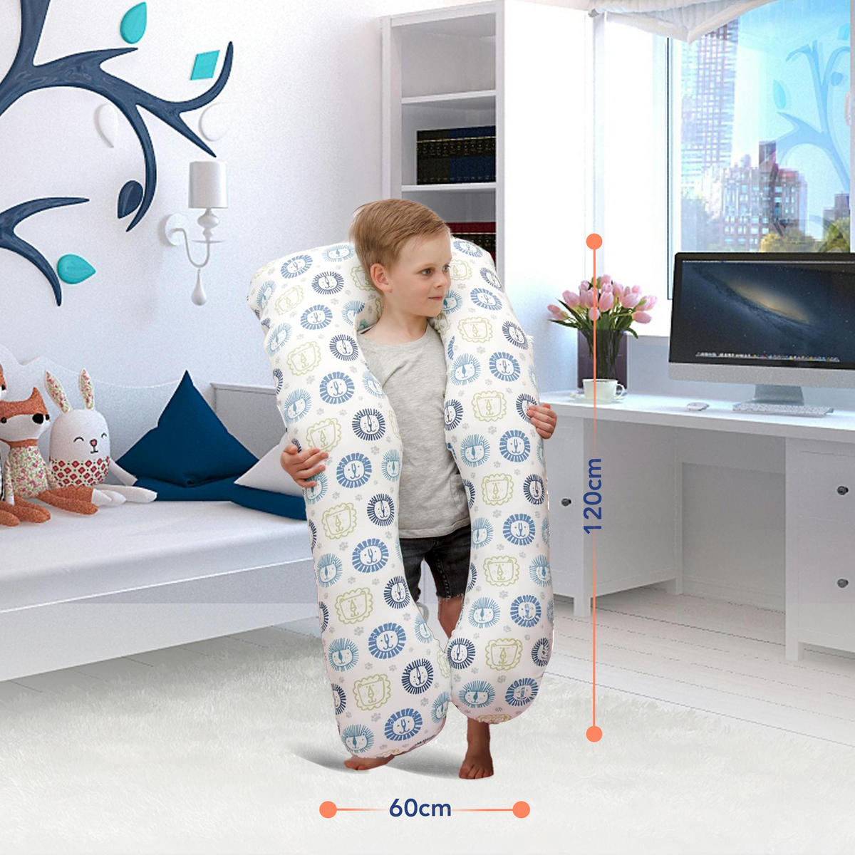 KOMFORTKISSEN KIDS - Mikroplüsch Löwe - Multicolor, Textil (60/120cm) - KomfortKissen