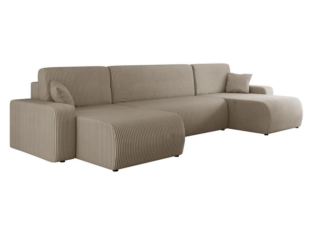 WOHNLANDSCHAFT Piano U Cord - Schwarz/Naturfarben, Holz/Kunststoff (312/82/145cm) - MIRJAN24