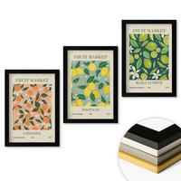 WANDBILDER 3er-Set - 20x30 cm Schwarzer Rahmen - Fruchtige Zitrusblütenmuster - Schwarz, Kunststoff (20/30cm) - ArtPrintCave