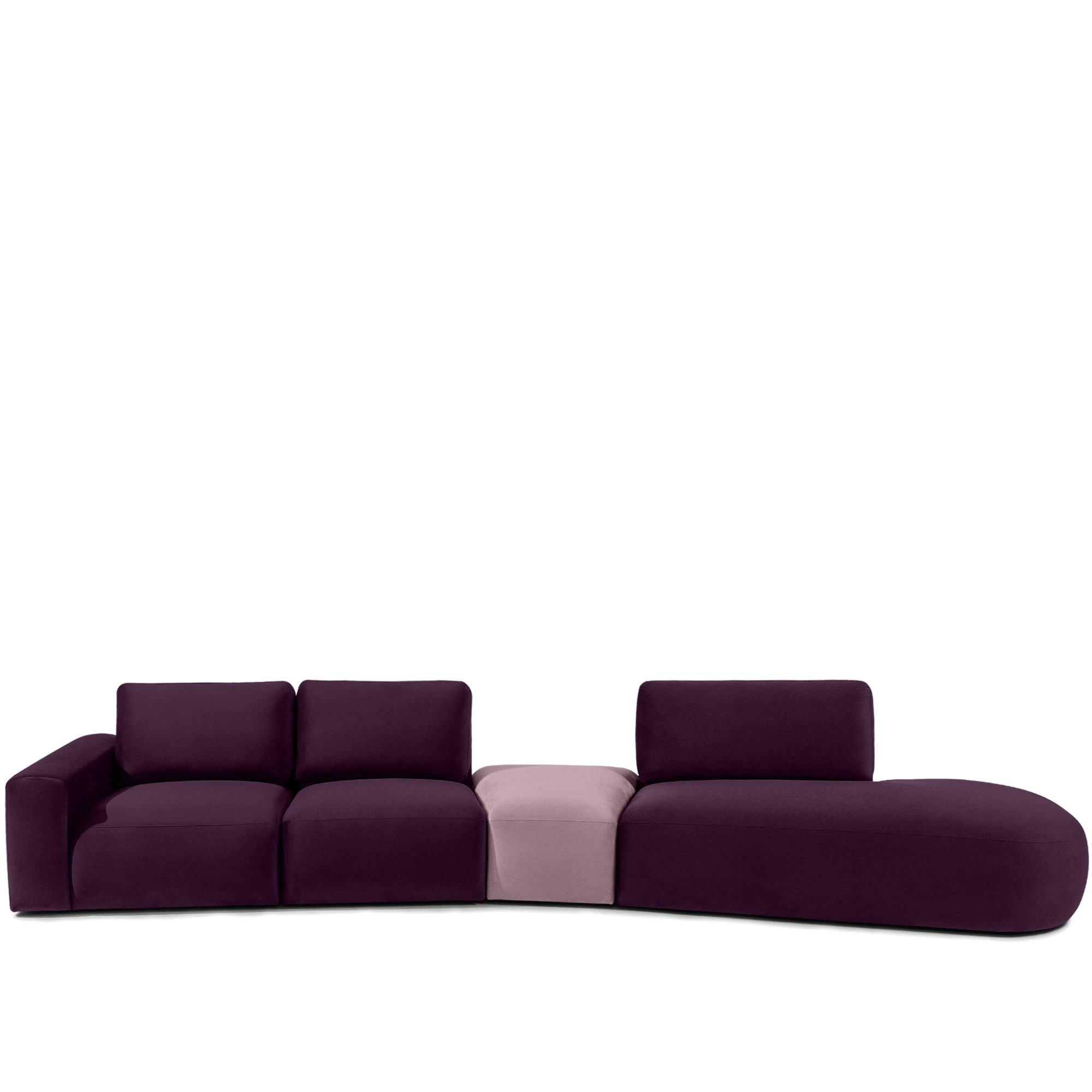 5-SITZER ECKSOFA ZUCCO Velour rechts, Violett - Violett, Textil (430/84/105cm) - KONSIMO®