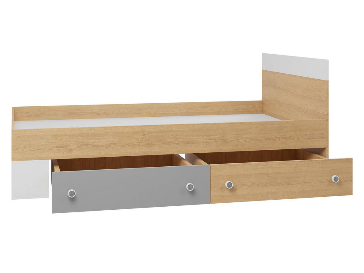 JUGENDBETT Pixel PX14/15 L/P - Eichefarben/Weiß, Holzwerkstoff (120/200cm)