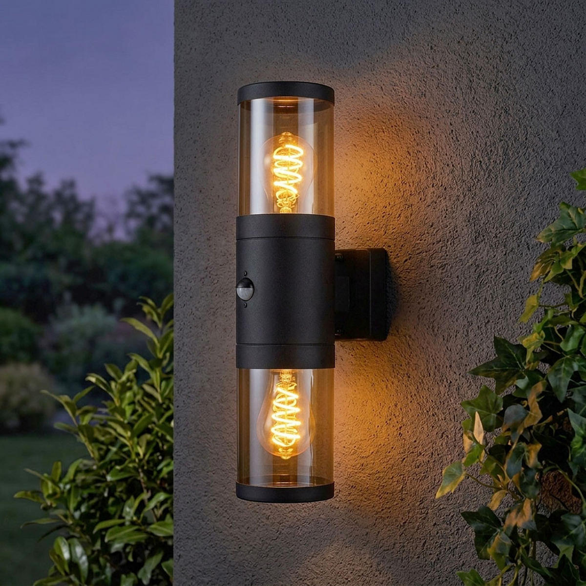 LED AUSSENWANDLEUCHTE Edelstahl Schwarz - Schwarz, Metall (10.2/42/10.2cm) - Globo Lighting