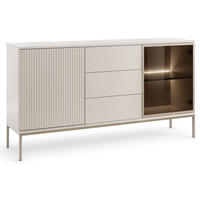 KOMMODE 150 cm Haller mit Schubladen, LED-Beleuchtung, Lamellen, Kaschmir - Beige, Holz (154/83/39cm) - Emporius