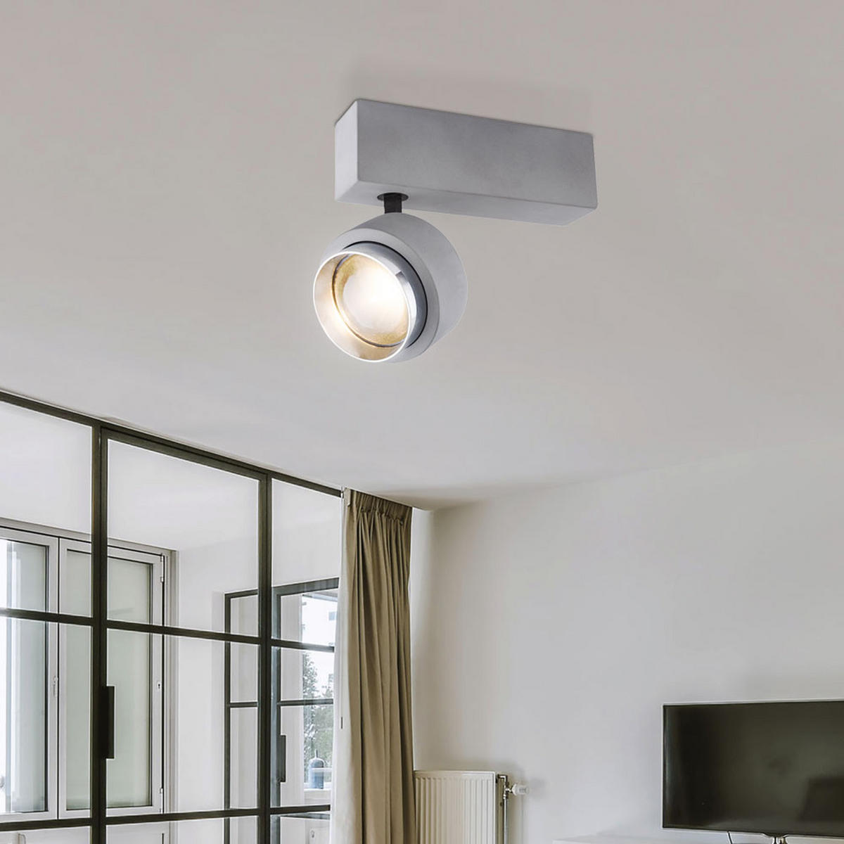 LED DECKENLEUCHTE TIMO Beton Grau - Grau, Metall (19/9.7/15cm) - Globo Lighting