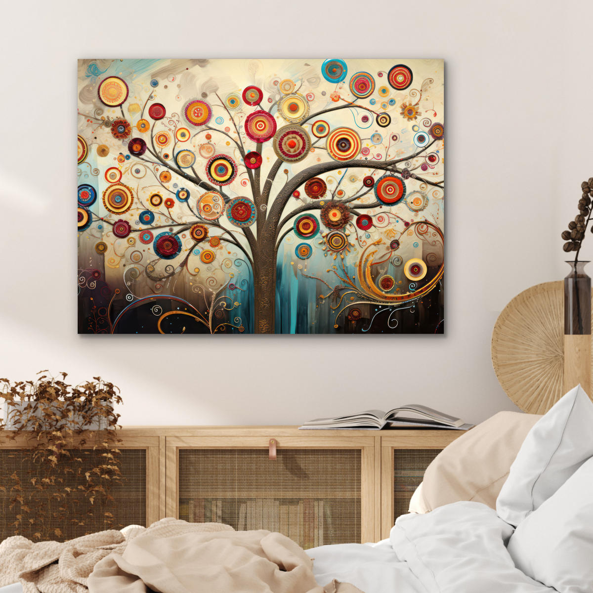 KOVOVÝ OBRAZ Strom - Strom života - Farba 80x60 cm - hnedá, kov (80/60cm) - MuchoWow