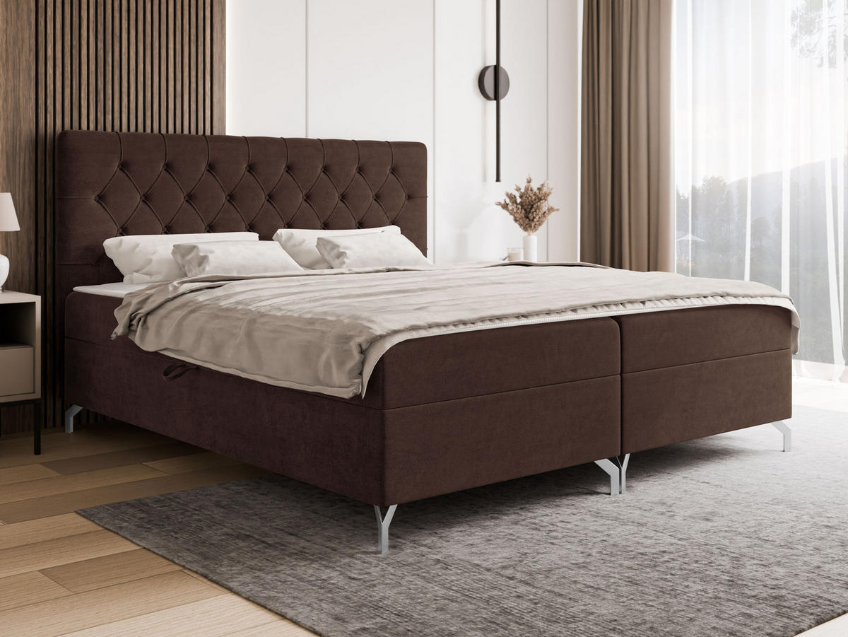 BOXBETT Guilette - H3 - Silberfarben/Braun, Holz/Holzwerkstoff (180/200cm) - MIRJAN24