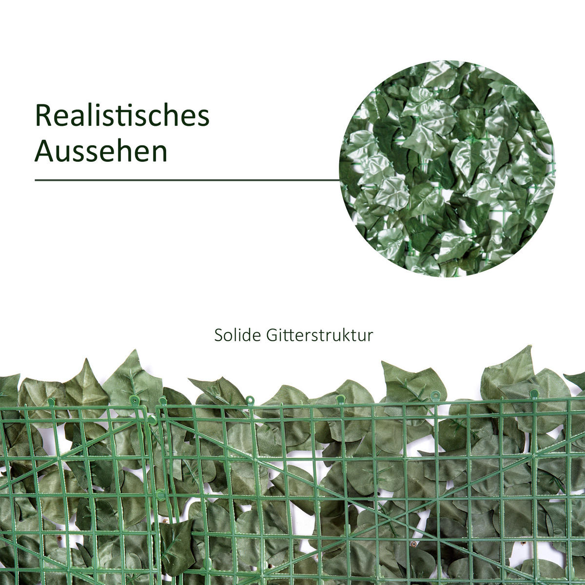 KÜNSTLICHE Hecke Sichtschutzhecke Pflanzen Hecke Wanddekoration Dunkelgrün - Grün, Kunststoff (1/150cm) - Outsunny