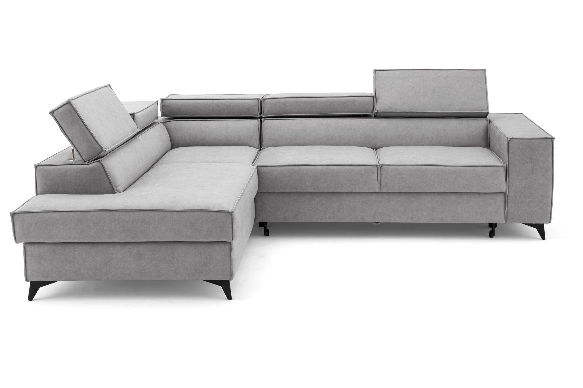 ECKSOFA PURE L Links mit Schlaffunktion 127x199 Velours Hellgrau - Hellgrau/Schwarz, Holz/Textil (281/204cm) - Muffo