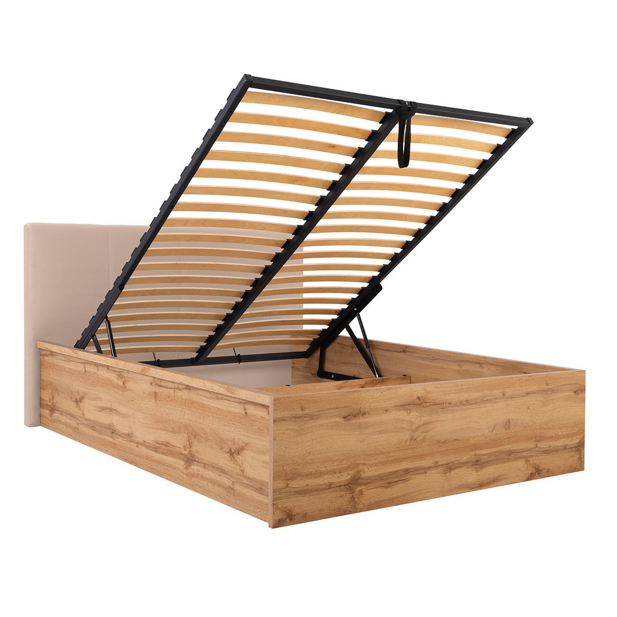 BOXSPRING POSTEL 140/200 Edwin Dřevo a béžová - hnědá, kompozitní dřevo (140/200cm) - Petits-meubles