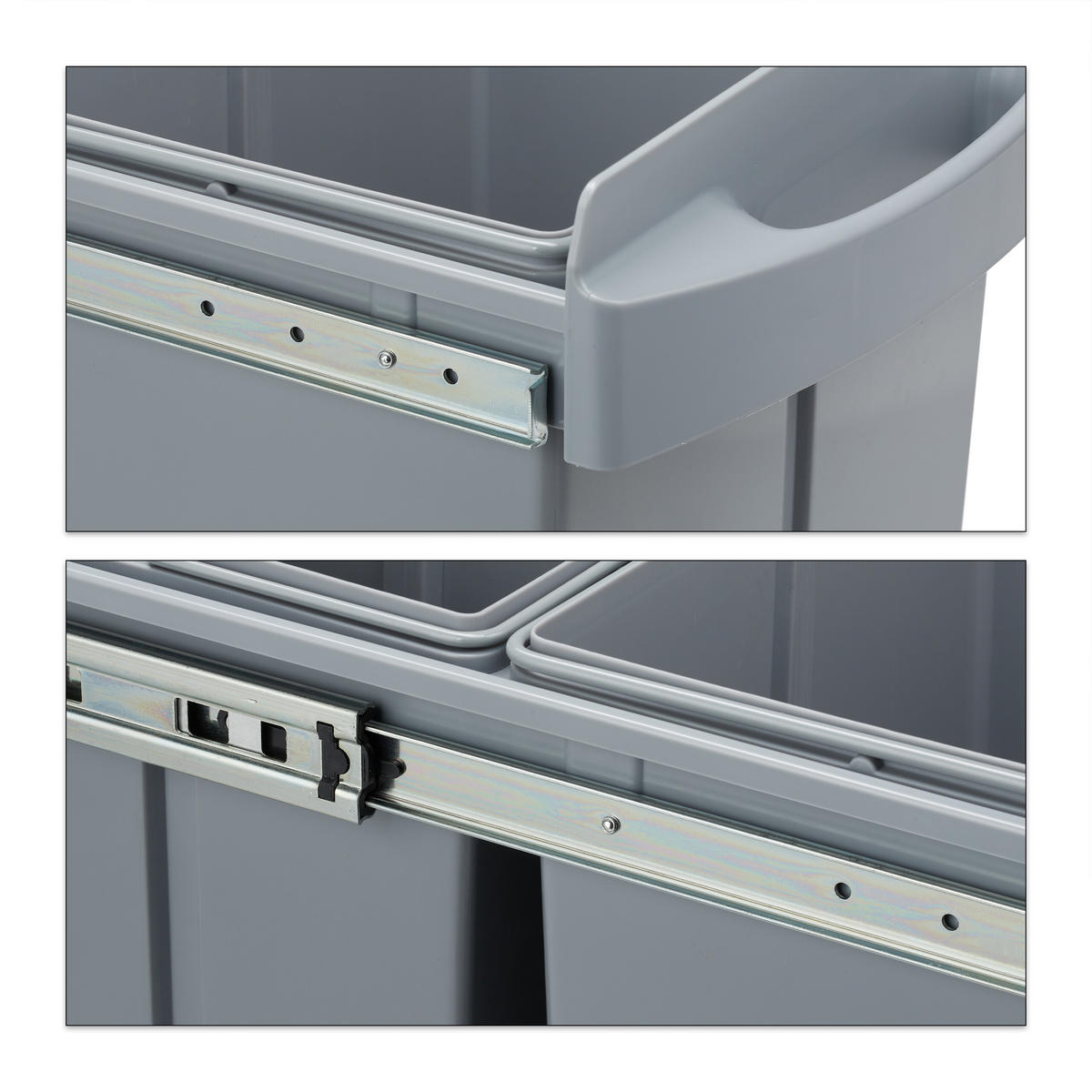 EINBAUMÜLLEIMER - Grau, Kunststoff/Metall (34/41.3/51.8cm) - Relaxdays