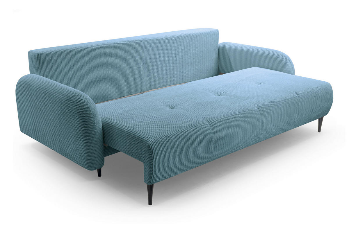 BETTSOFA VIVO Grün Geflochtener Stoff mit Schlaffunktion - Grün, Holz (230/95/102cm) - MASSENO