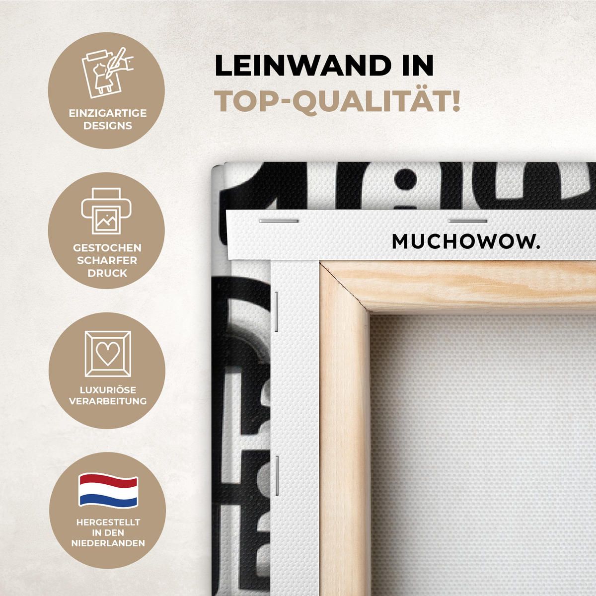 LEINWANDBILD Symbole - Abstrakt - Grafik - Schwarz Deko XXL 80x120 cm - Schwarz, Textil (80/120cm) - MuchoWow